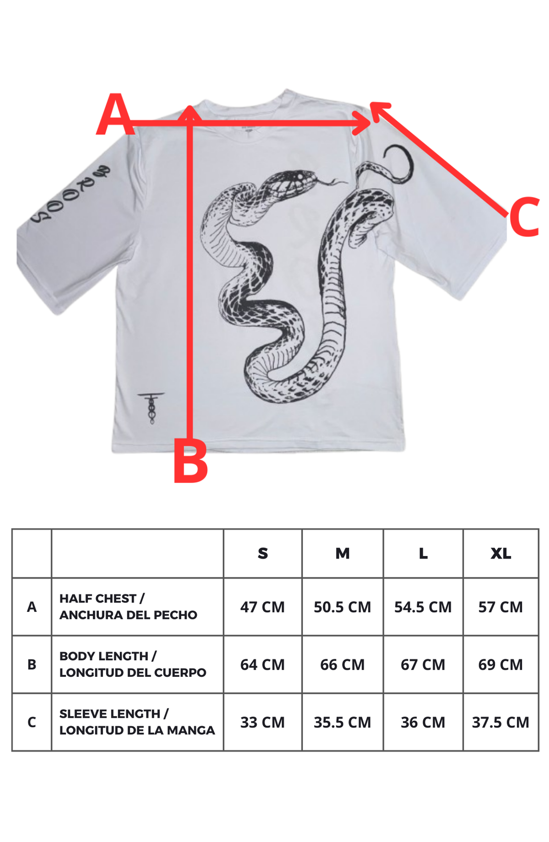 Size chart/ tabla de tallas