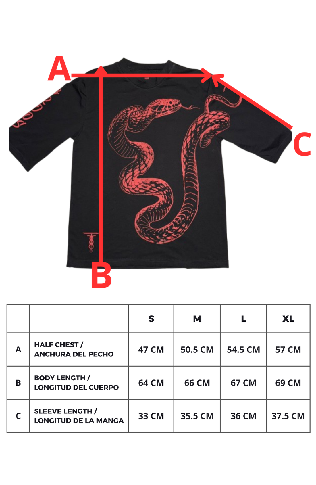 Size chart/ tabla de tallas