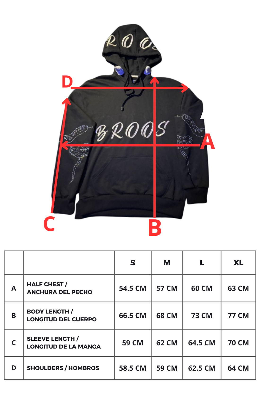 Size chart/ tabla de tallas